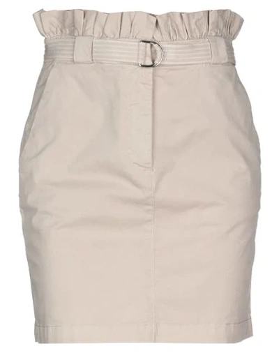 Shop P_jean Woman Mini Skirt Beige Size 10 Cotton, Elastane