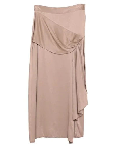 Shop Dixie Woman Midi Skirt Khaki Size M Viscose In Beige