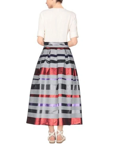 Shop Emporio Armani Woman Midi Skirt Light Grey Size 12 Cotton, Polyamide, Metallic Fiber