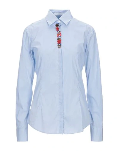 Shop Aglini Striped Shirt In Sky Blue