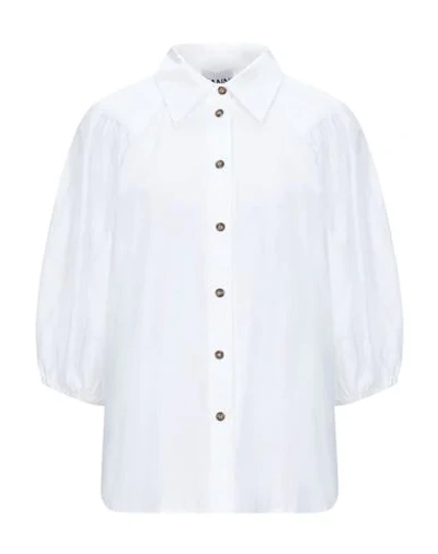 Shop Ganni Woman Shirt White Size 10/12 Cotton