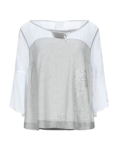 Shop Elisa Cavaletti By Daniela Dallavalle Woman Top Light Grey Size S Viscose, Linen, Polyester