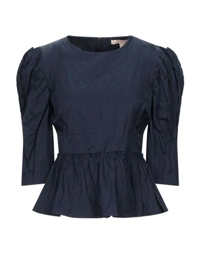 Shop Brock Collection Woman Top Midnight Blue Size 12 Viscose, Cotton, Metal