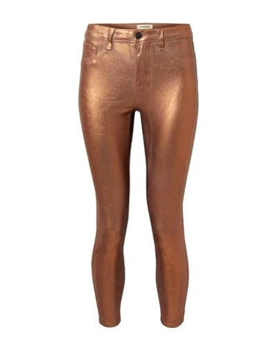 Shop L Agence L'agence Woman Denim Pants Bronze Size 28 Cotton, Polyester, Elastane In Yellow