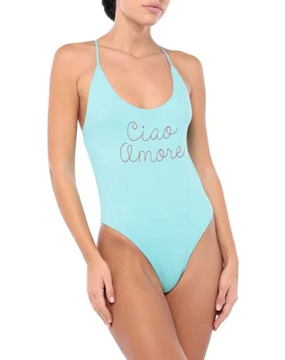 Shop Giada Benincasa One-piece Swimsuits In Turquoise