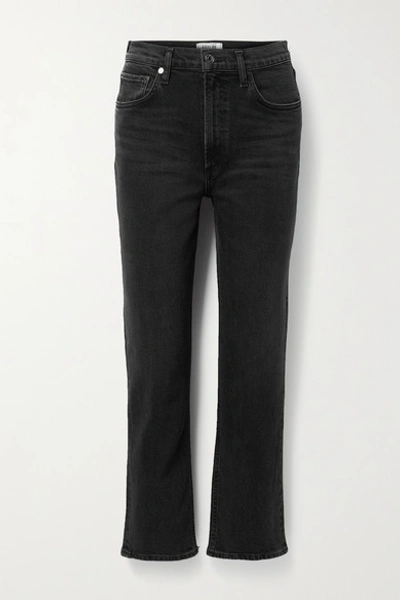 Shop Agolde Wilder High-rise Straight-leg Jeans In Black