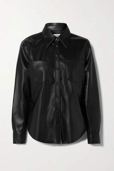 Shop Agolde Paloma Vegan Leather Shirt In Black