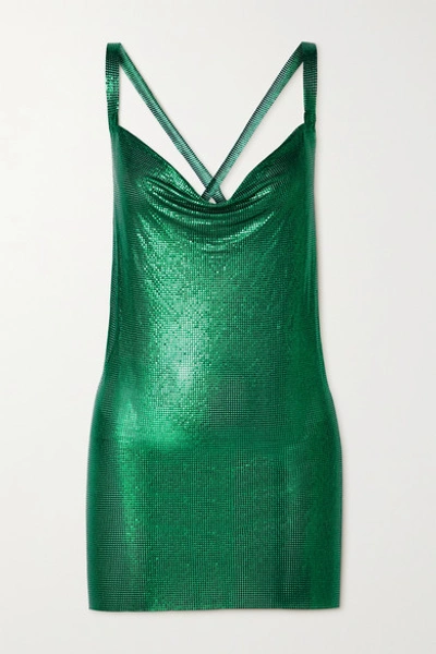 Shop Fannie Schiavoni Hailey Open-back Chainmail Mini Dress In Dark Green