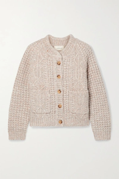 Shop The Great The Shrunken Mélange Cable-knit Cardigan In Pink