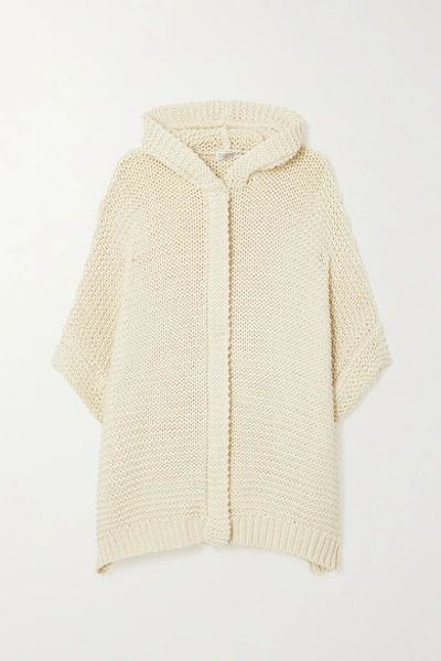 Shop Brunello Cucinelli Hooded Bead-embellished Cotton Cardigan In Cream