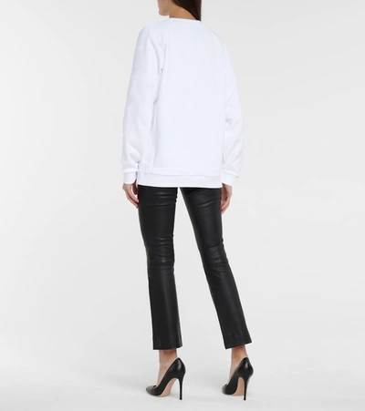 Shop Balmain Logo Cotton Jersey Sweatshirt In White