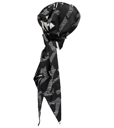 Shop Valentino Silk Twill Headscarf In Black