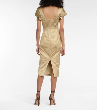Shop Etro Jacquard Midi Dress In Beige
