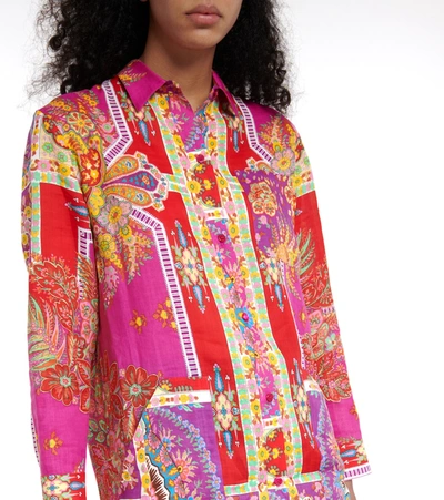 Shop Etro Printed Ramie Shirt In Multicoloured