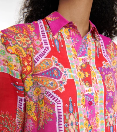 Shop Etro Printed Ramie Shirt In Multicoloured