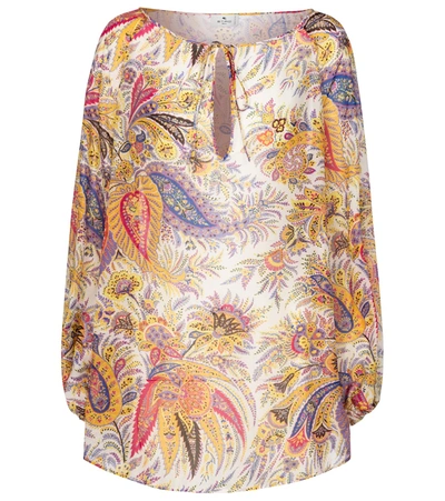Shop Etro Printed Cotton And Silk Blouse In Multicoloured
