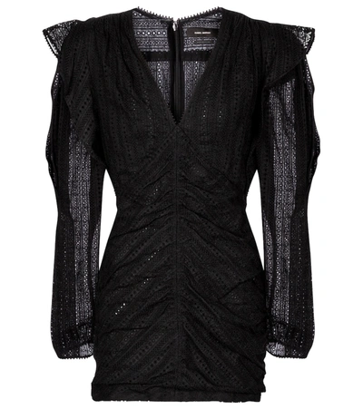 Shop Isabel Marant Getya Broderie-anglaise Cotton Minidress In Black