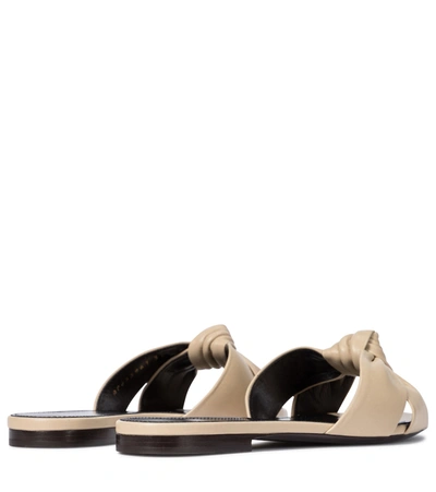 Shop Saint Laurent Bianca Leather Sandals In Beige