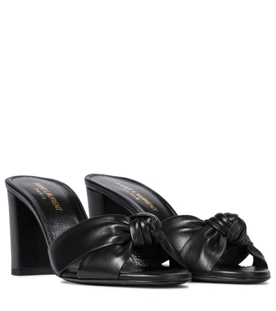 Shop Saint Laurent Bianca 75 Leather Sandals In Black