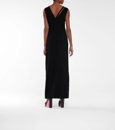 Shop Versace Safety Pin Silk Maxi Dress In Black