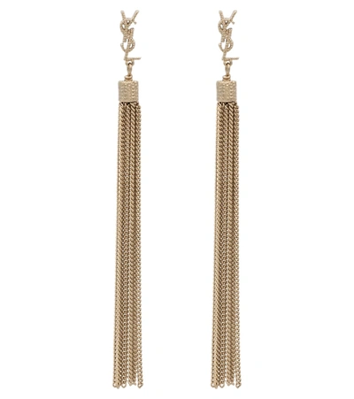 Shop Saint Laurent Loulou Chain Tassel Earrings In Gold