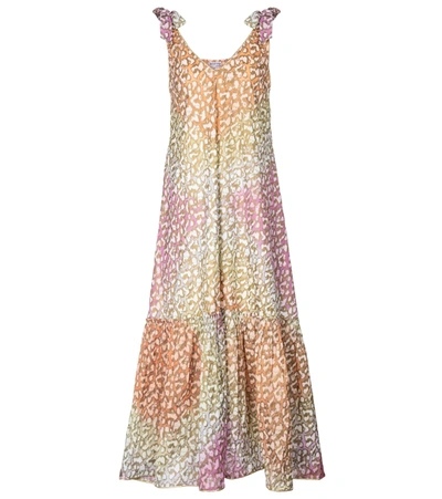 Shop Juliet Dunn Leopard-print Cotton Maxi Dress In Yellow