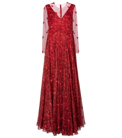 Shop Valentino Le Rouge Silk Chiffon Gown In Red