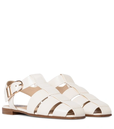 Gabriela Hearst Lynn Leather Fisherman Sandals In Black White Modesens