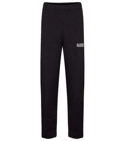 Shop Ganni Cotton-blend Sweatpants In Black