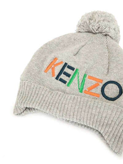 Shop Kenzo Logo-embroidered Beanie Hat In 24 Grey Chine
