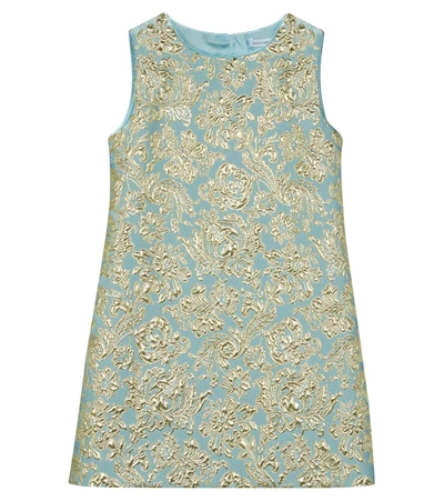 Shop Dolce & Gabbana Lamé Floral-jacquard Dress In Gold