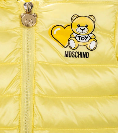 Shop Moschino Baby Quilted Down Jacket In Yellow