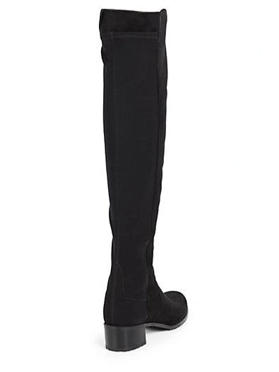 Shop Stuart Weitzman Reserve Suede & Neoprene Over-the-knee Boots In Black