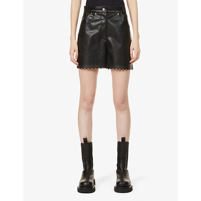 Shop Stella Mccartney Laser-cut High-waisted Faux-leather Mini Skirt In Black