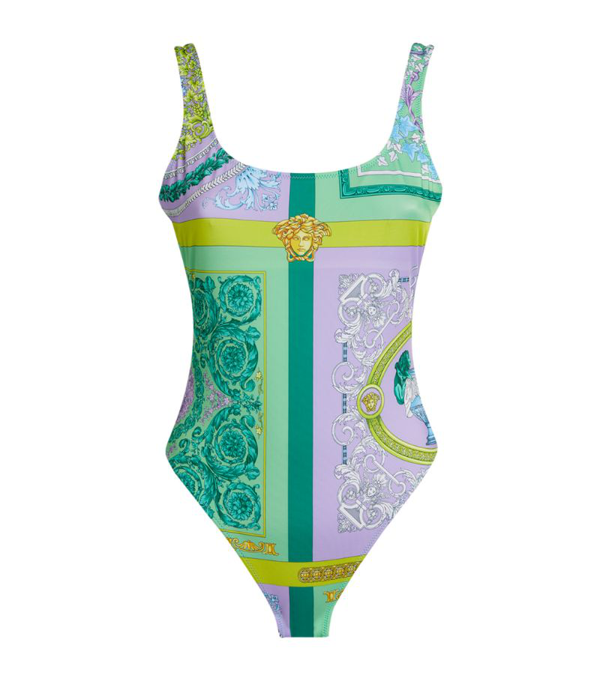 purple versace swimsuit
