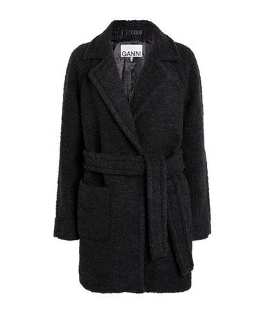 Shop Ganni Wool-blend Wrap Coat