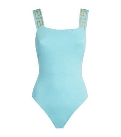 Shop Versace Greca-trim Swimsuit