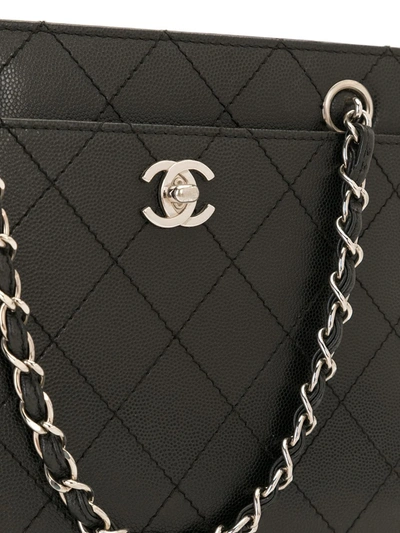 Pre-owned Chanel 1998 Cc Diamond-quilted Tote Bag In Black
