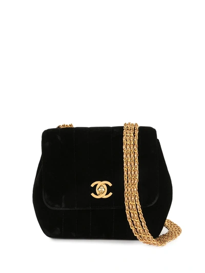 Pre-owned Chanel 1995 Mademoiselle Four-chain Shoulder Bag In Black