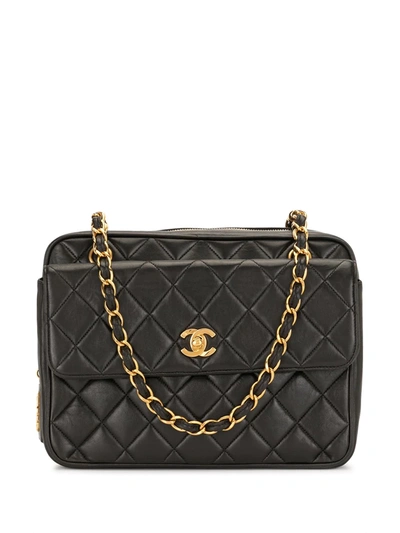 Pre-owned Chanel 1995 Diamond-quilted Shoulder Bag In Black