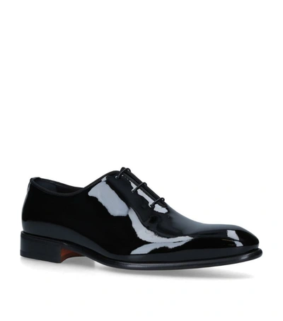 Shop Santoni Patent Carter Wholecut Oxford Shoes In Black