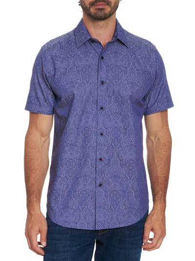 Shop Robert Graham Equinox Short Sleeve Shirt Tall In Purple