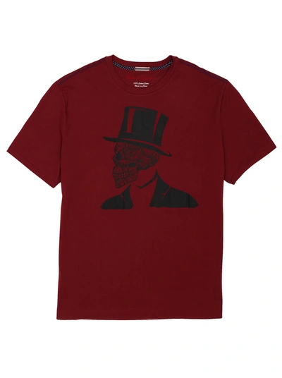 Shop Robert Graham Skull Top Hat T-shirt Big In Burgundy