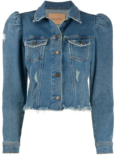 Shop Retroféte Structured-shoulder Denim Jacket In Blue