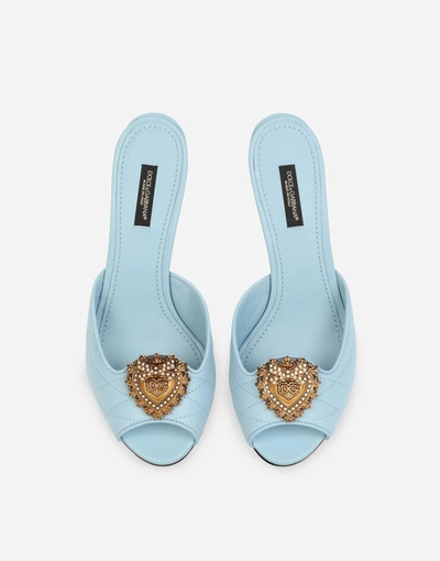 Shop Dolce & Gabbana Quilted Nappa Leather Devotion Mules