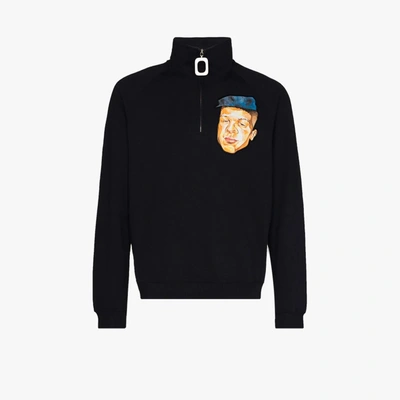 Shop Jw Anderson Blue Face Appliqué Cotton Sweatshirt