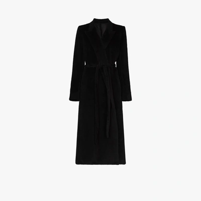 Shop Totême Black Belted Wool Wrap Coat