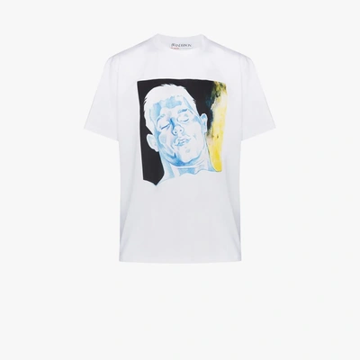 Shop Jw Anderson Face Print Cotton T-shirt In White