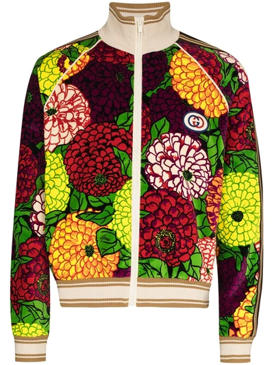 Shop Gucci X Ken Scott Floral-print Bomber Jacket In Red