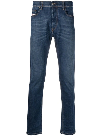 Shop Diesel Mid-rise Slim-cut Jeans In Blue